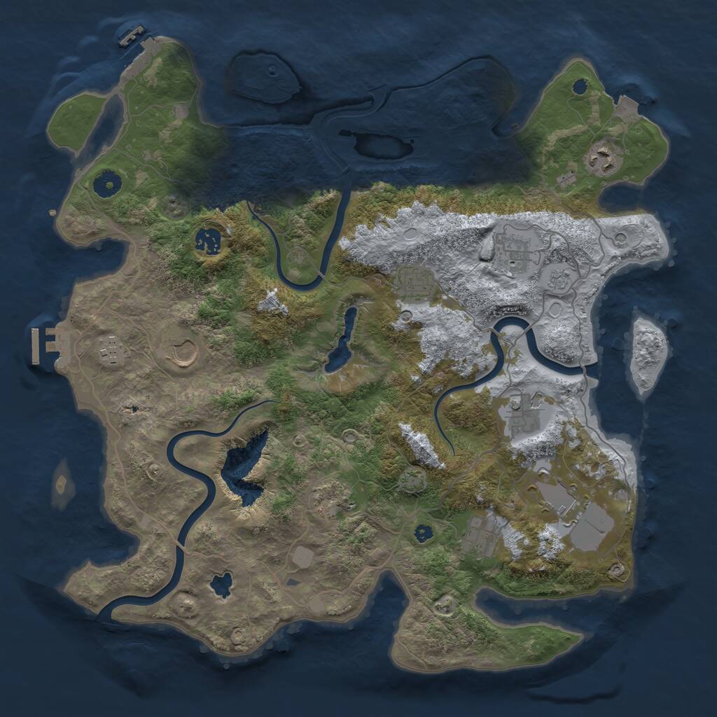 Rust Map: Procedural Map, Size: 4000, Seed: 1237343566, 16 Monuments