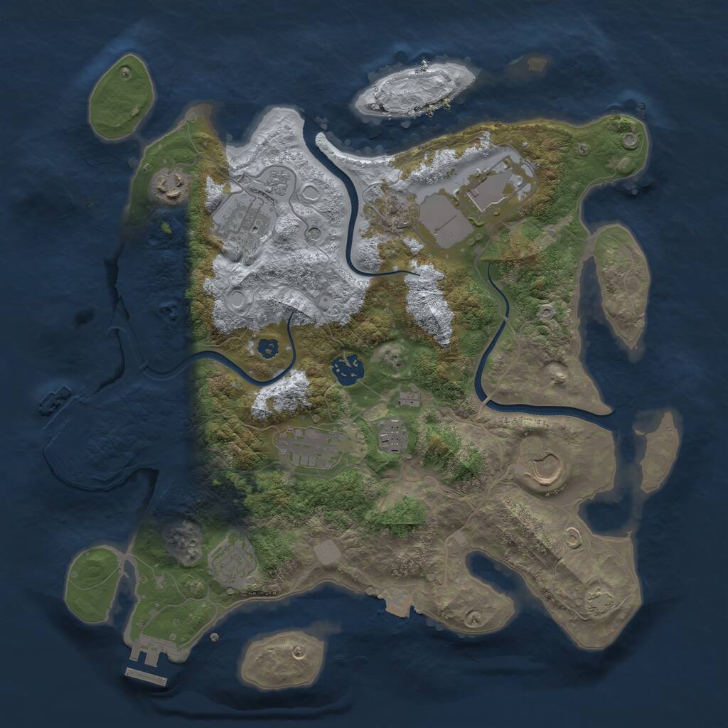 Rust Map: Procedural Map, Size: 3500, Seed: 986848149, 14 Monuments