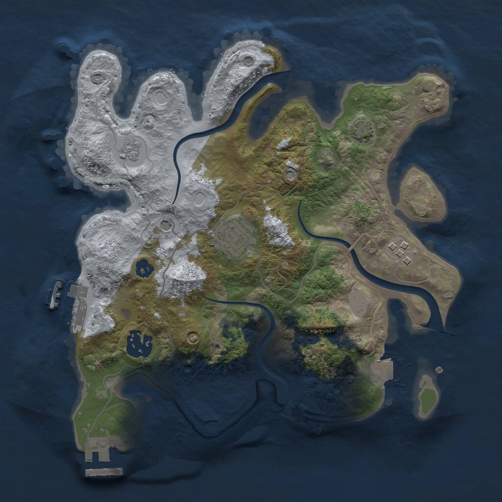 Rust Map: Procedural Map, Size: 2750, Seed: 12300, 9 Monuments