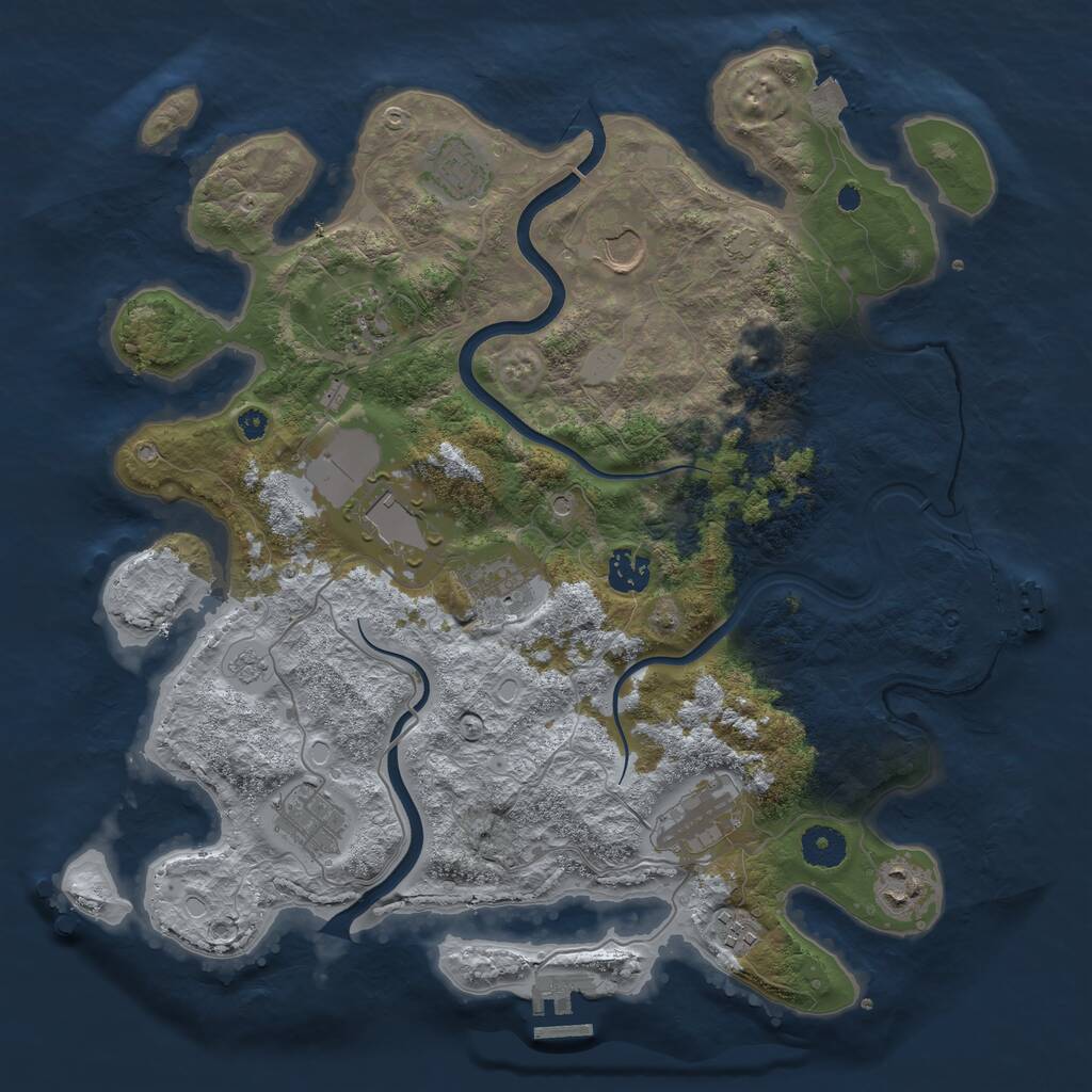 Rust Map: Procedural Map, Size: 3750, Seed: 175438, 16 Monuments