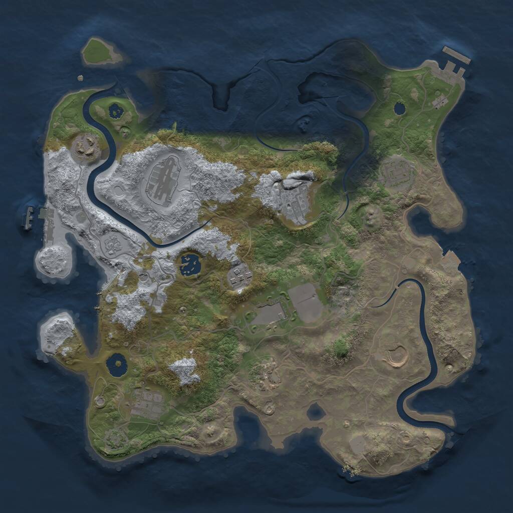Rust Map: Procedural Map, Size: 3500, Seed: 1154532, 16 Monuments
