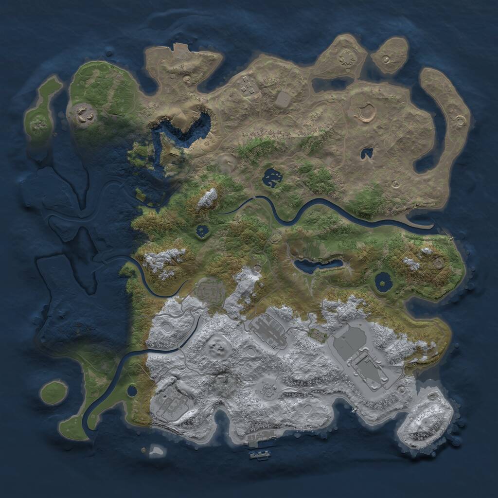Rust Map: Procedural Map, Size: 4000, Seed: 950540308, 14 Monuments