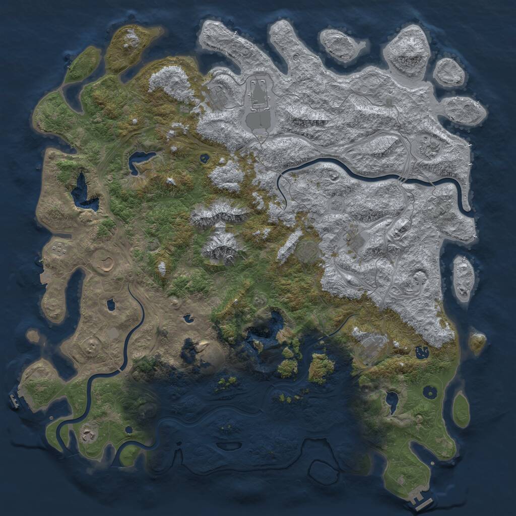 Rust Map: Procedural Map, Size: 5500, Seed: 758932, 17 Monuments
