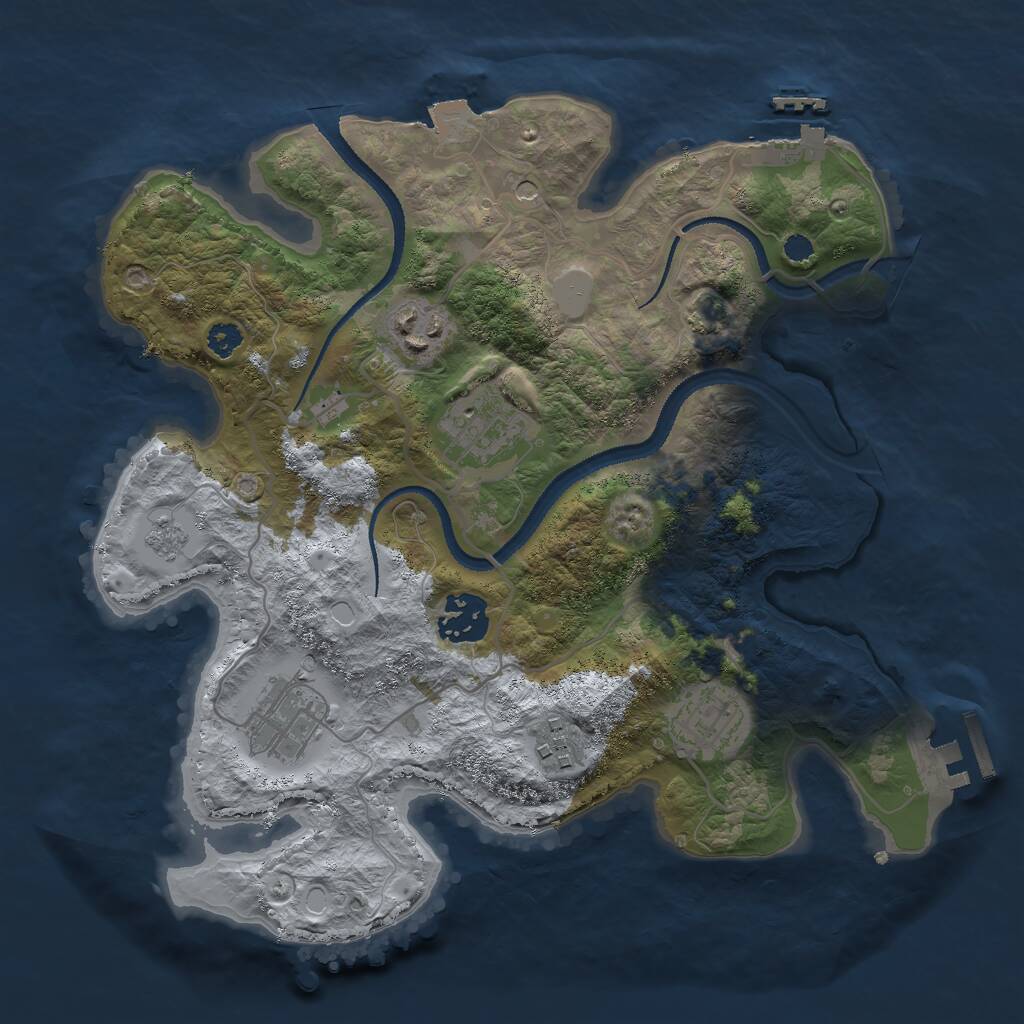 Rust Map: Procedural Map, Size: 3000, Seed: 20291, 12 Monuments