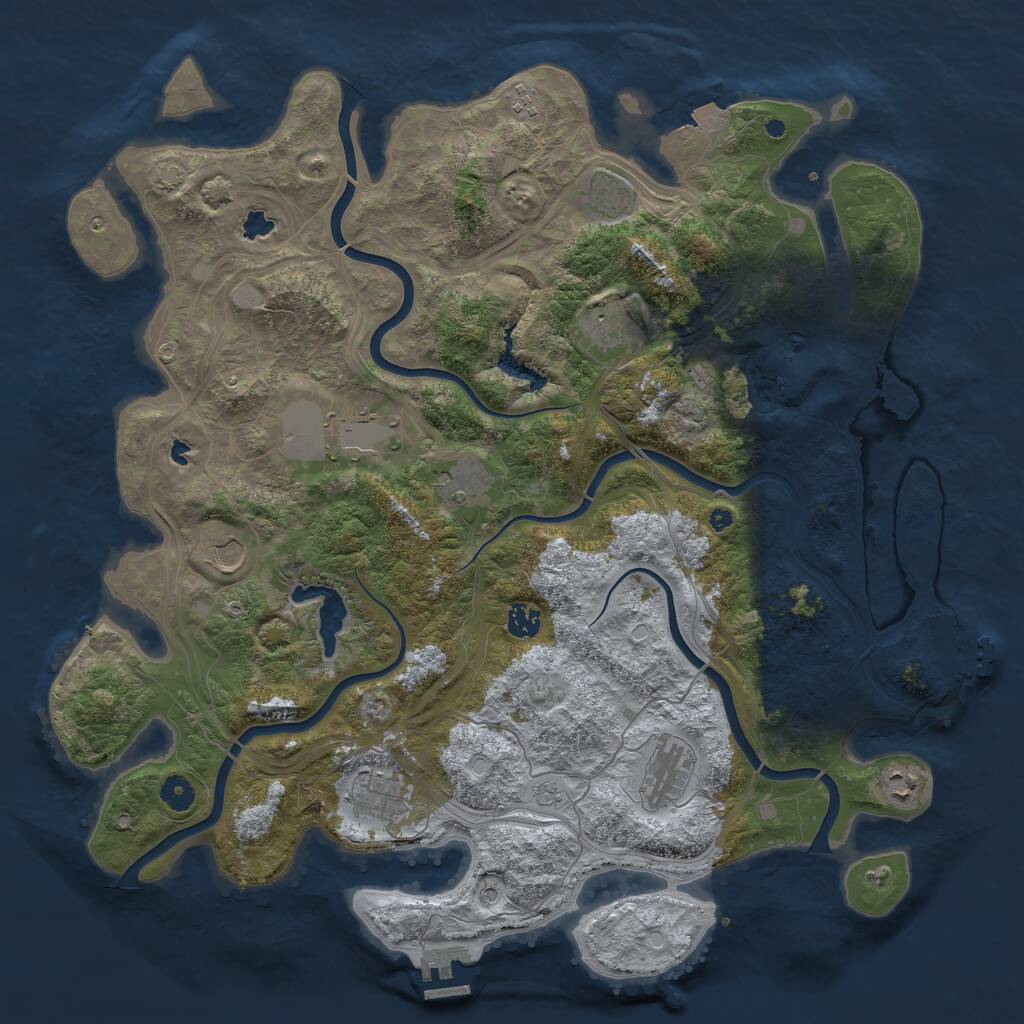Rust Map: Procedural Map, Size: 4500, Seed: 791980843, 16 Monuments