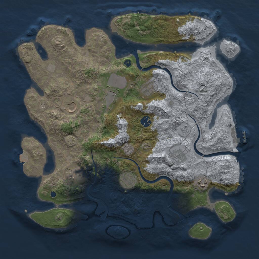 Rust Map: Procedural Map, Size: 3700, Seed: 242807505, 14 Monuments