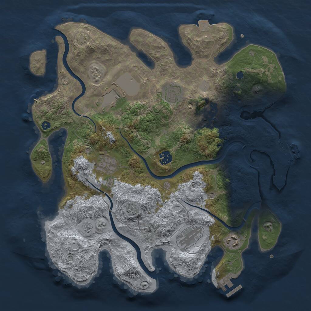 Rust Map: Procedural Map, Size: 3500, Seed: 805142740, 14 Monuments