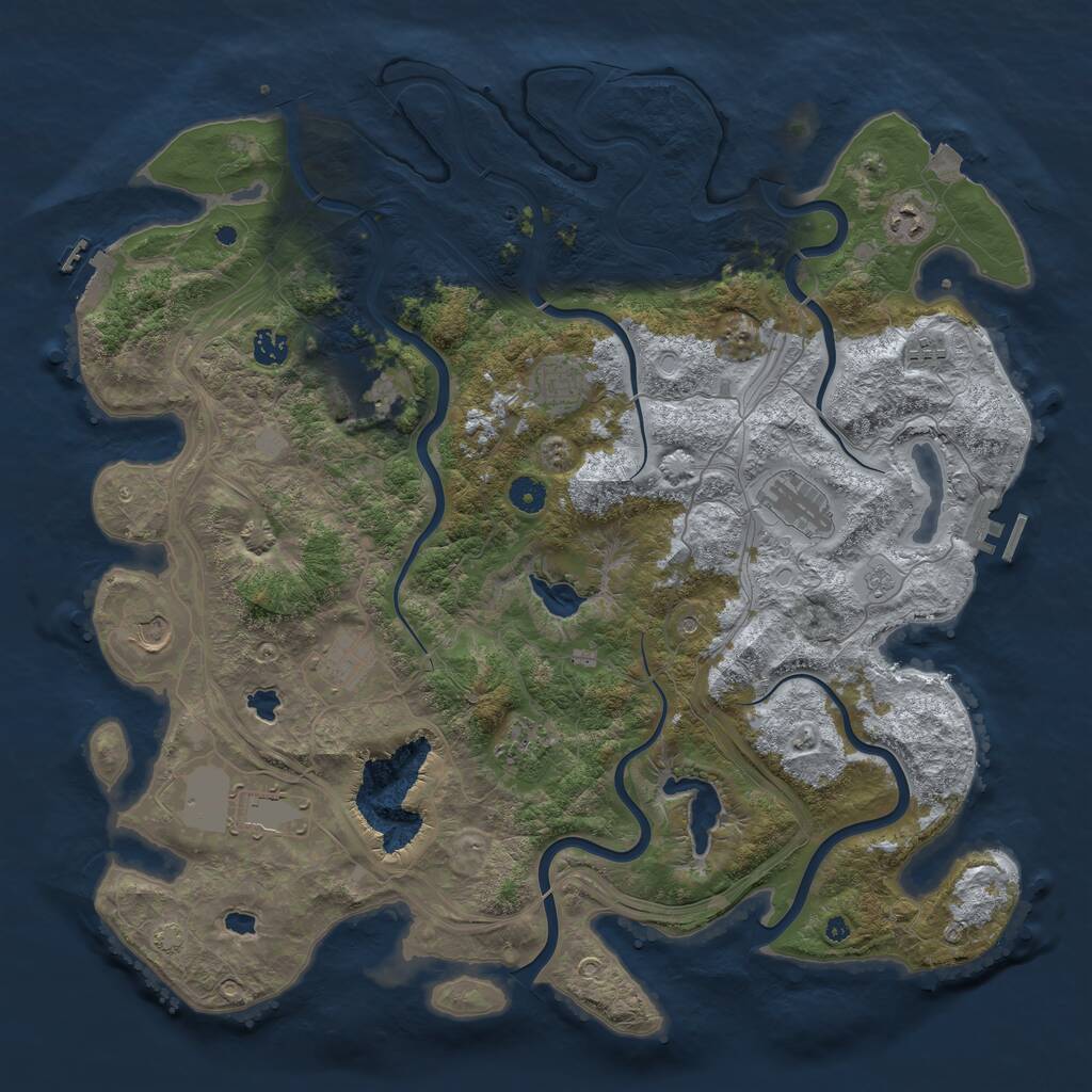 Rust Map: Procedural Map, Size: 4500, Seed: 432842875, 16 Monuments