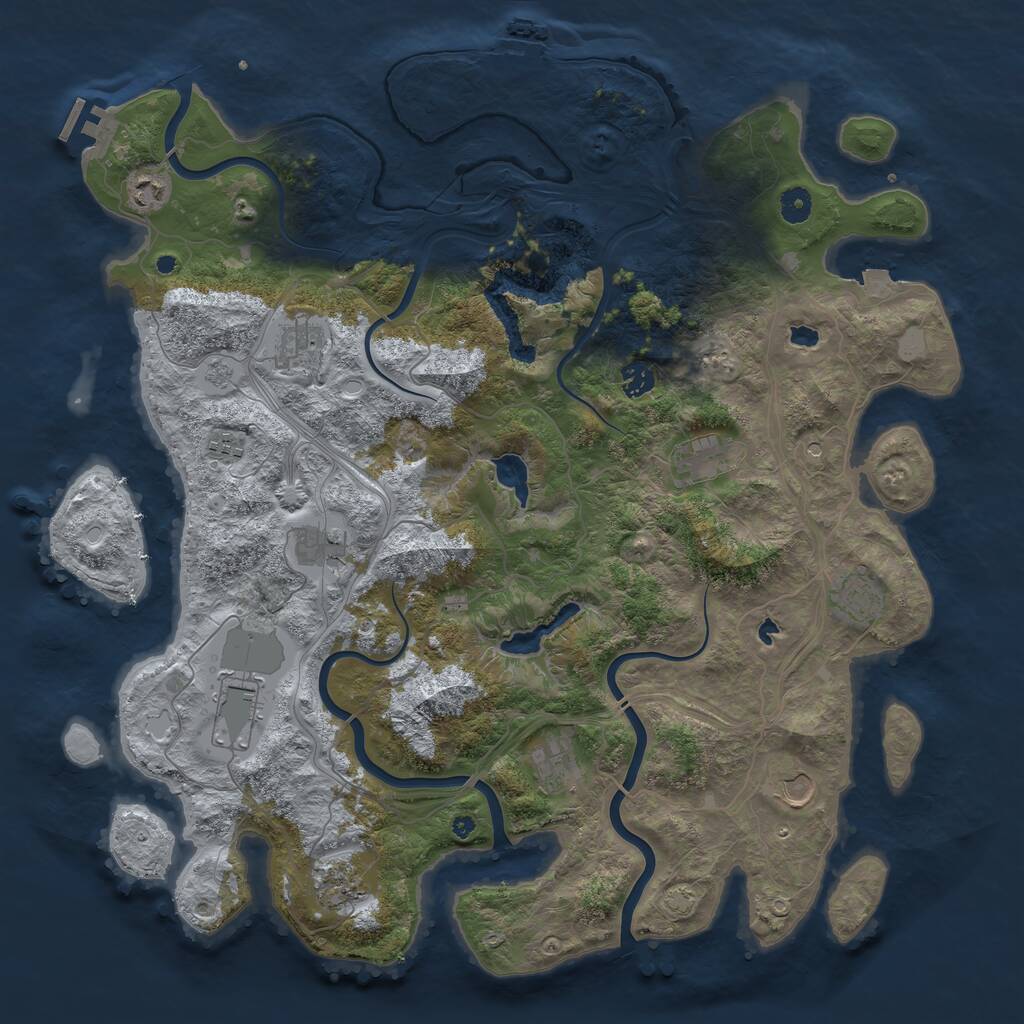 Rust Map: Procedural Map, Size: 4500, Seed: 454464781, 17 Monuments