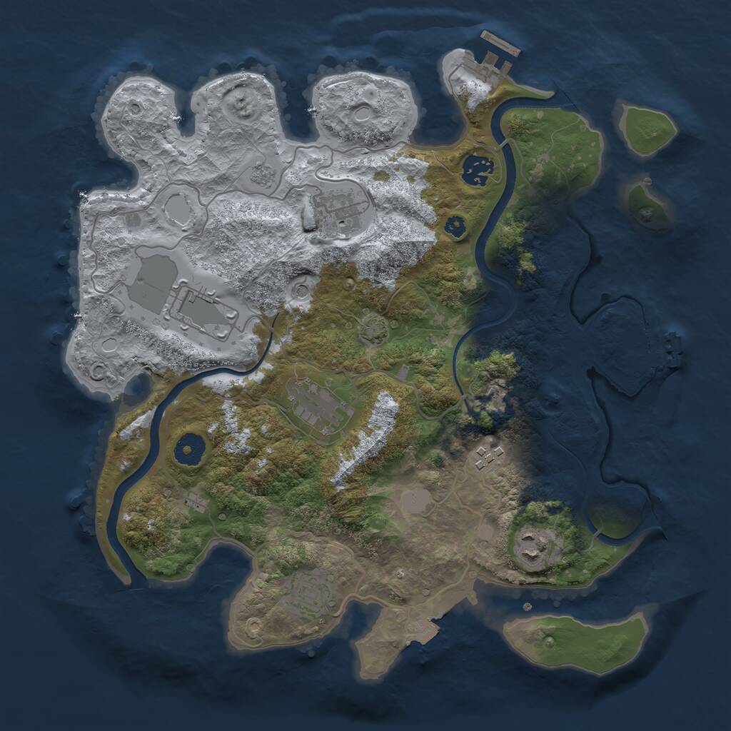 Rust Map: Procedural Map, Size: 3500, Seed: 560952772, 13 Monuments