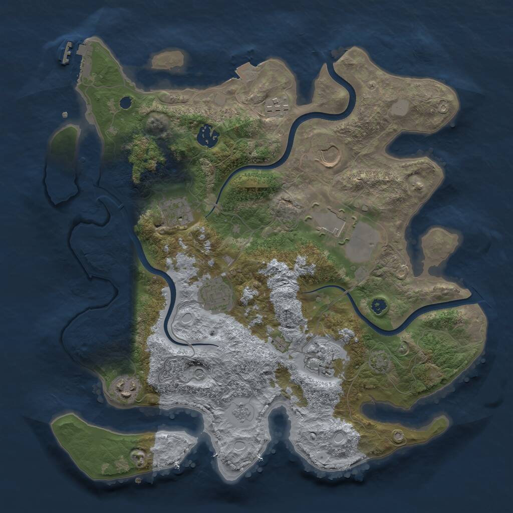 Rust Map: Procedural Map, Size: 3500, Seed: 617121142, 13 Monuments