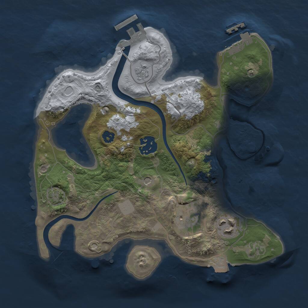 Rust Map: Procedural Map, Size: 2500, Seed: 1985515964, 9 Monuments