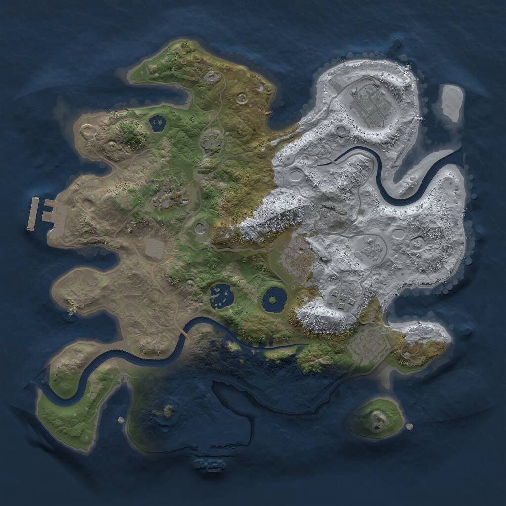 Rust Map: Procedural Map, Size: 3000, Seed: 1055795704, 12 Monuments