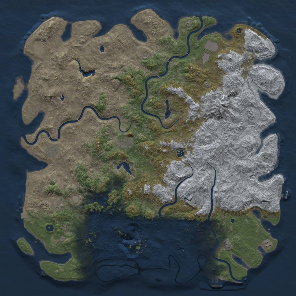 Rust Map: Procedural Map, Size: 6000, Seed: 2044397648, 17 Monuments