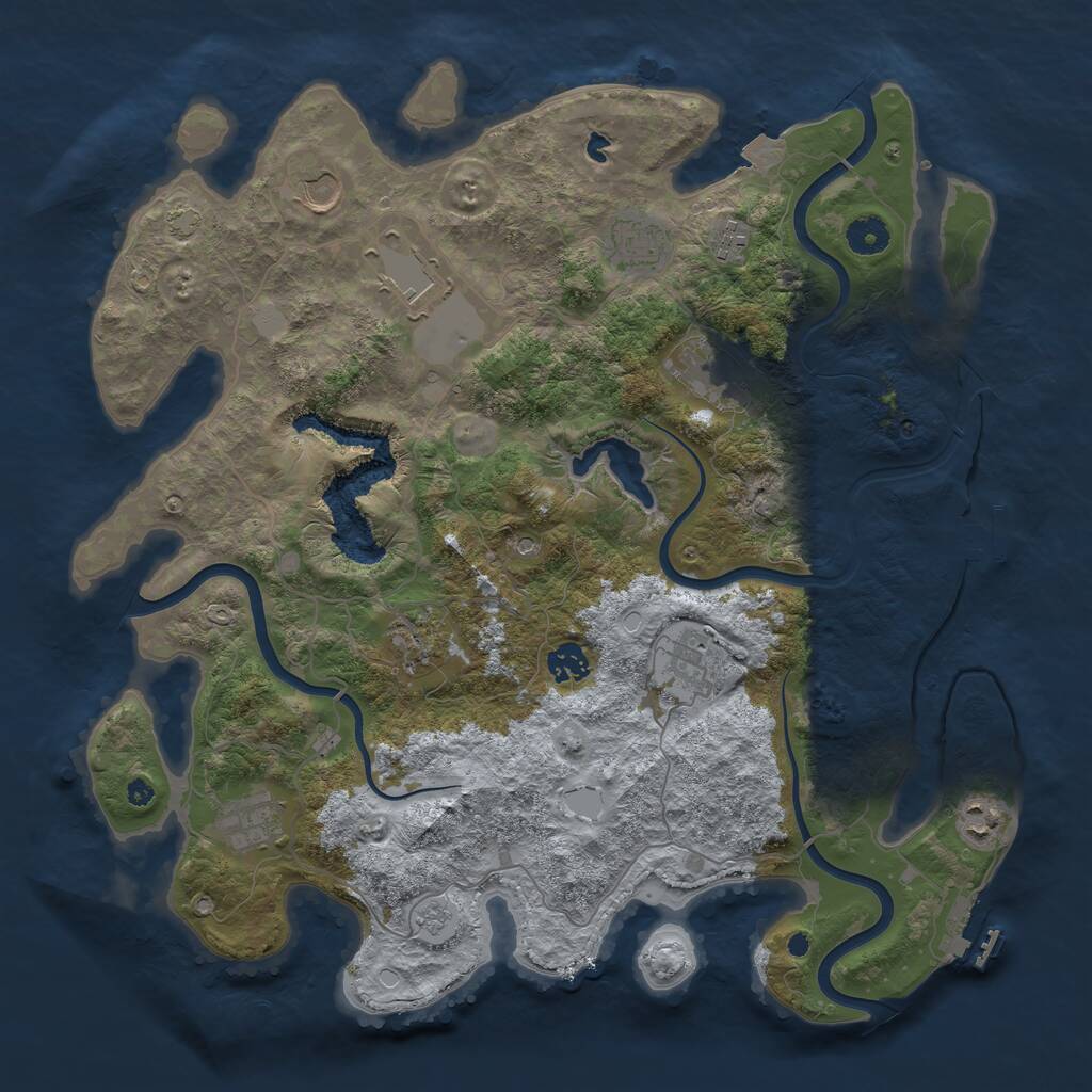 Rust Map: Procedural Map, Size: 4050, Seed: 543718366, 16 Monuments