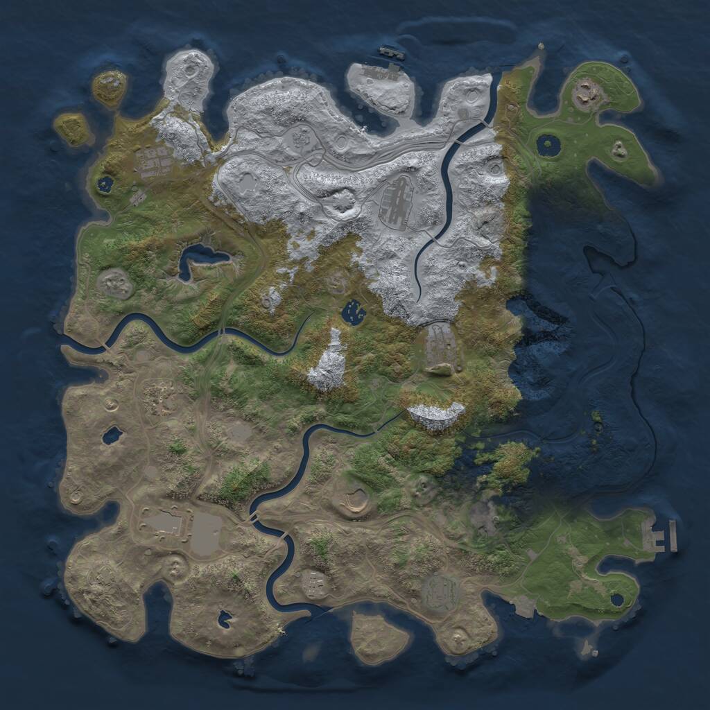 Rust Map: Procedural Map, Size: 4500, Seed: 646210546, 17 Monuments