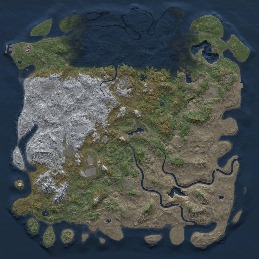 Rust Map: Procedural Map, Size: 6000, Seed: 884509, 17 Monuments