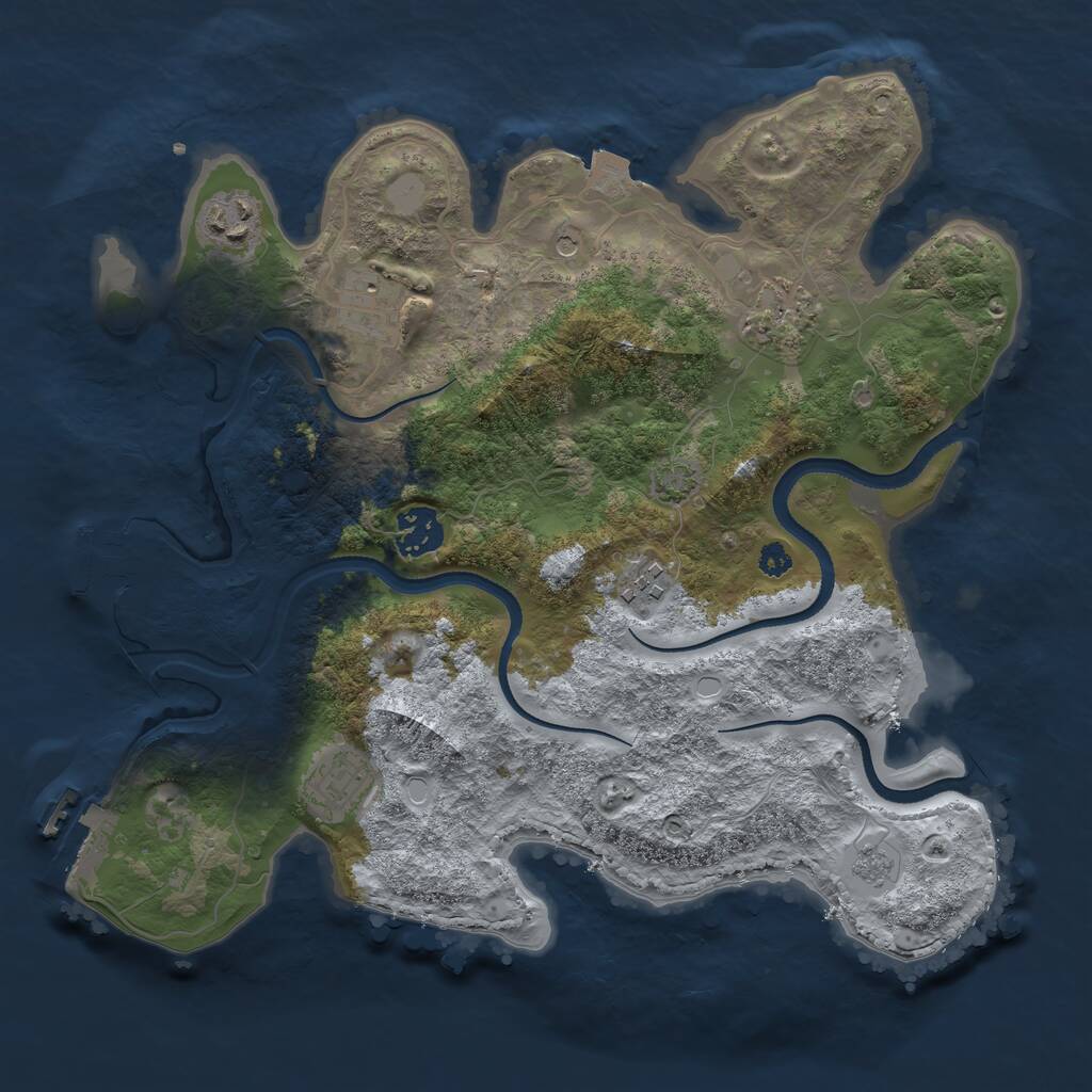 Rust Map: Procedural Map, Size: 3300, Seed: 2064134424, 12 Monuments
