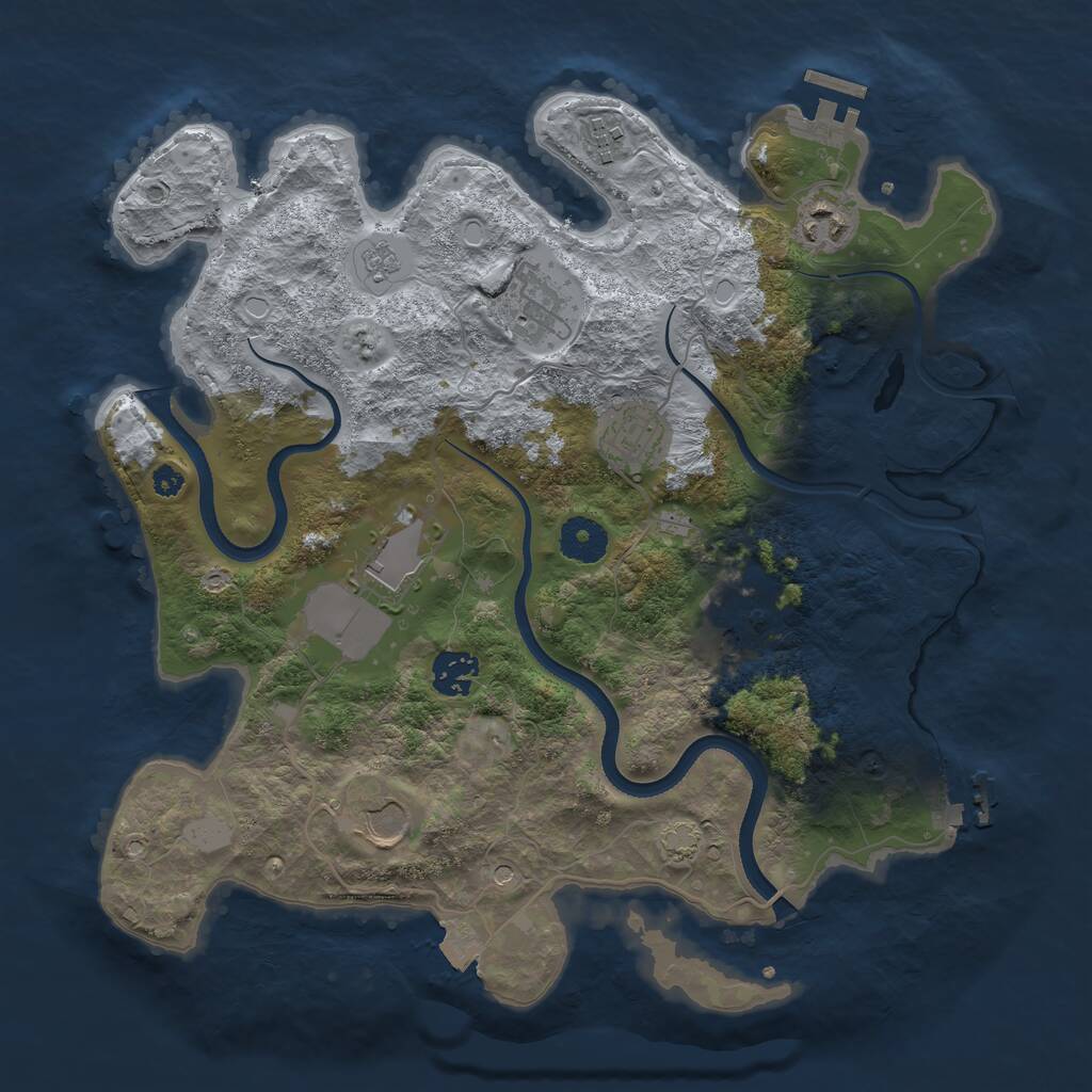 Rust Map: Procedural Map, Size: 3500, Seed: 876816795, 14 Monuments