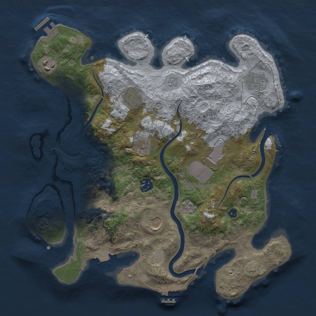 Rust Map: Procedural Map, Size: 3500, Seed: 694916, 14 Monuments