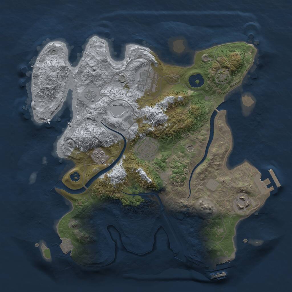 Rust Map: Procedural Map, Size: 3000, Seed: 30050, 10 Monuments
