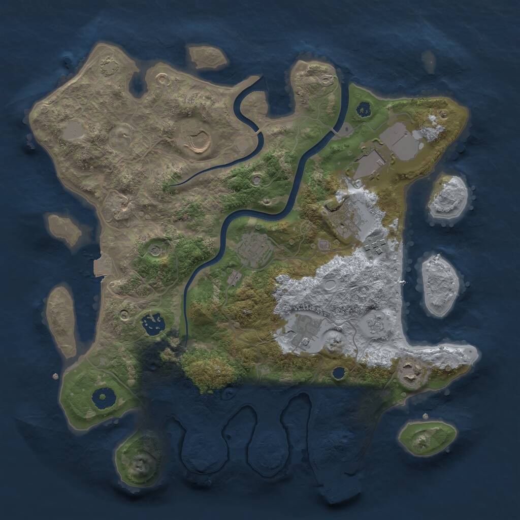 Rust Map: Procedural Map, Size: 3500, Seed: 155531675, 13 Monuments