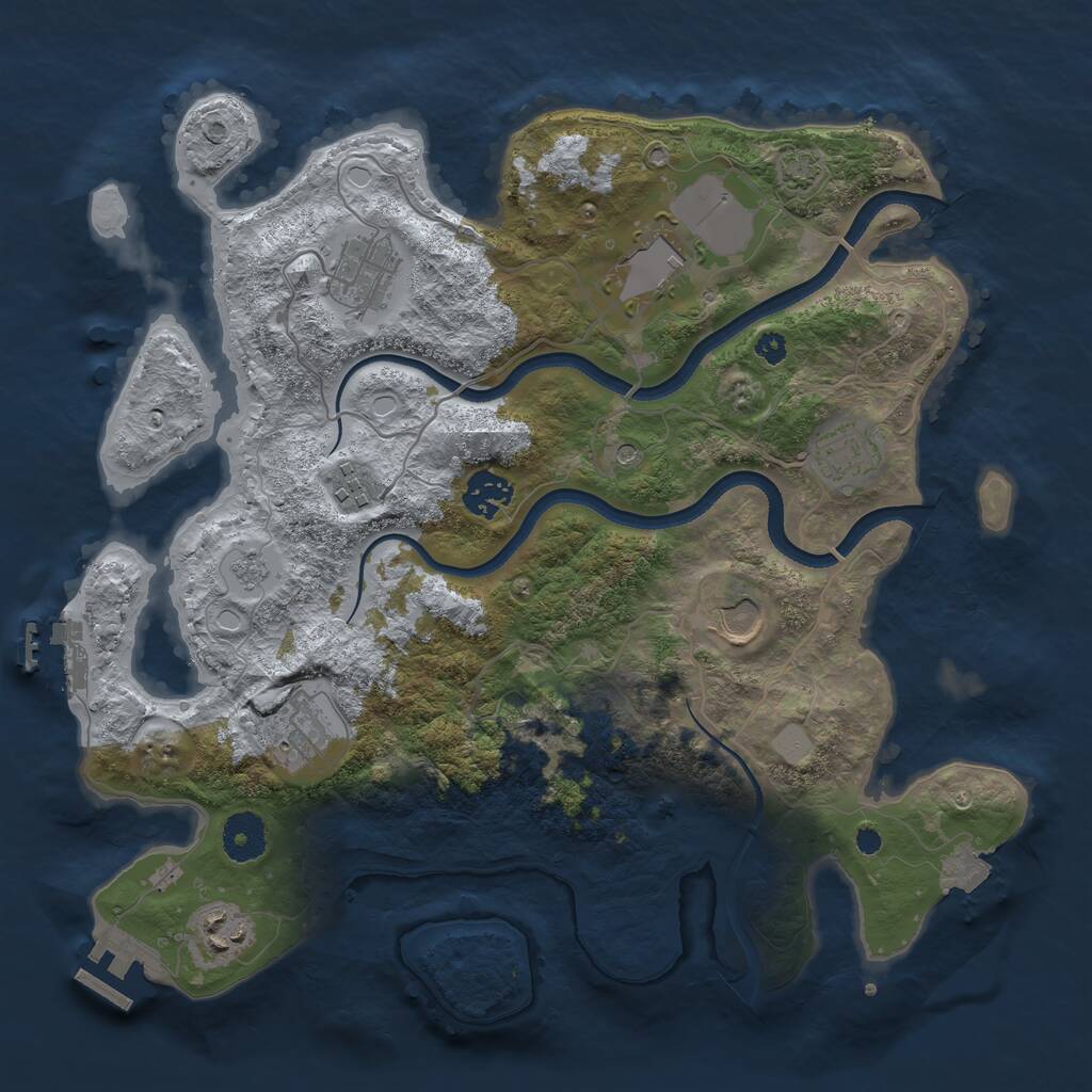 Rust Map: Procedural Map, Size: 3500, Seed: 808616679, 14 Monuments