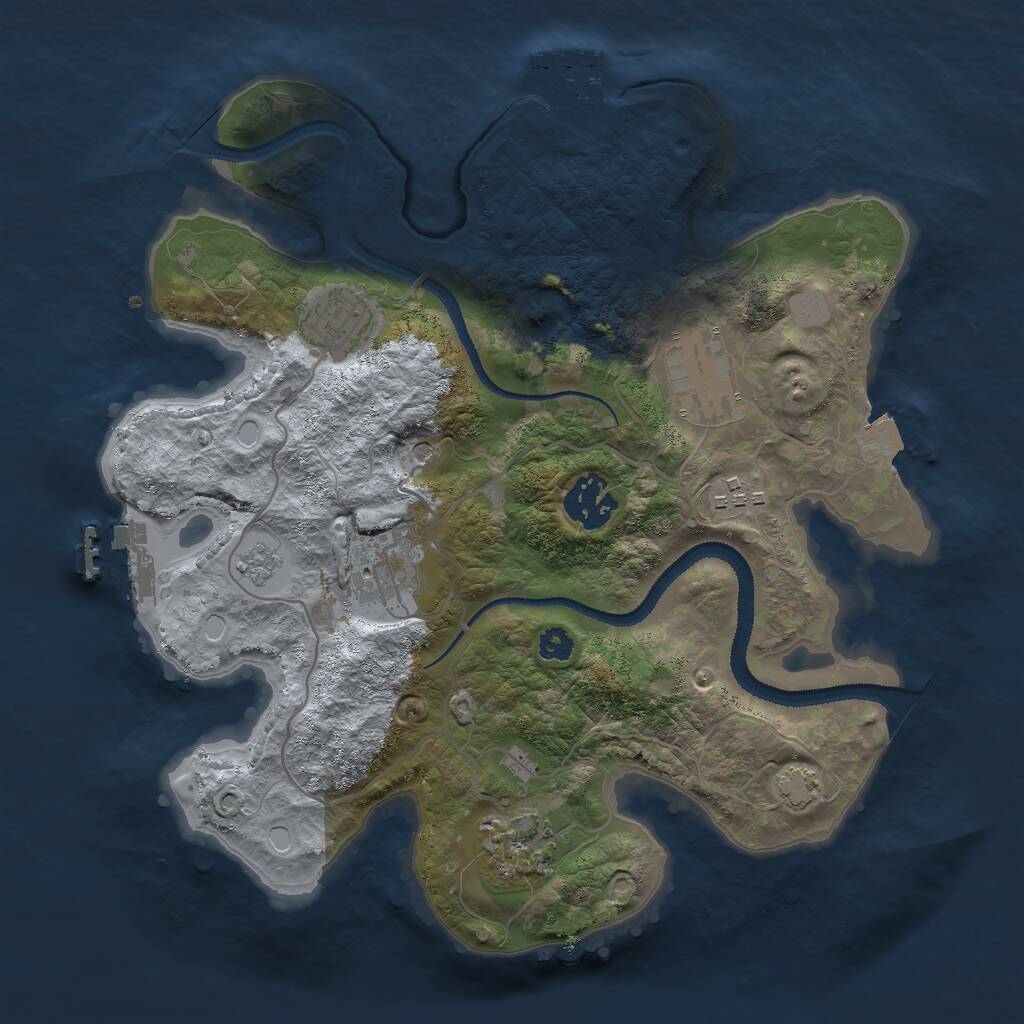 Rust Map: Procedural Map, Size: 3000, Seed: 427597, 12 Monuments