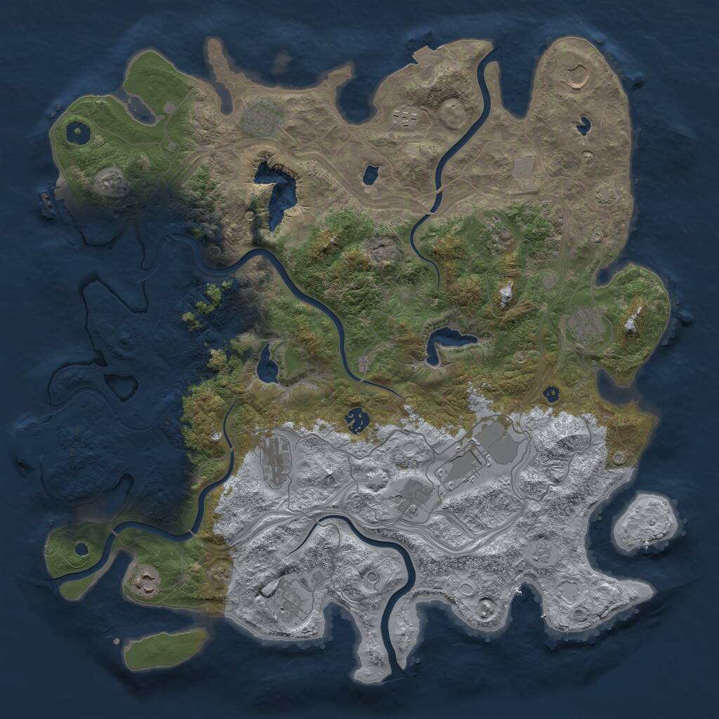 Rust Map: Procedural Map, Size: 4500, Seed: 124601268, 17 Monuments