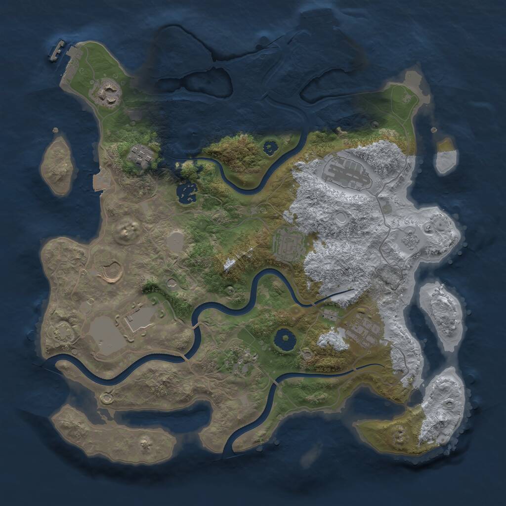 Rust Map: Procedural Map, Size: 3500, Seed: 1487647077, 15 Monuments