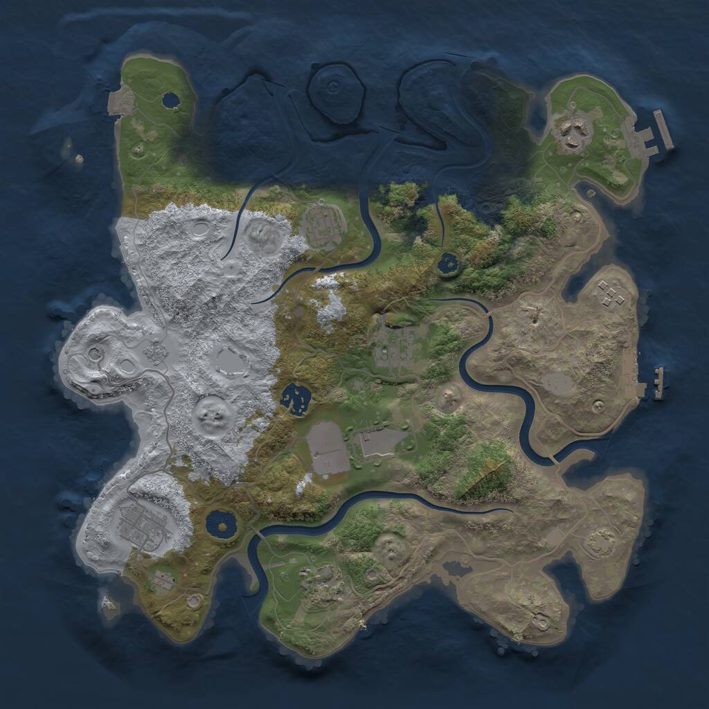 Rust Map: Procedural Map, Size: 3500, Seed: 5256671, 14 Monuments