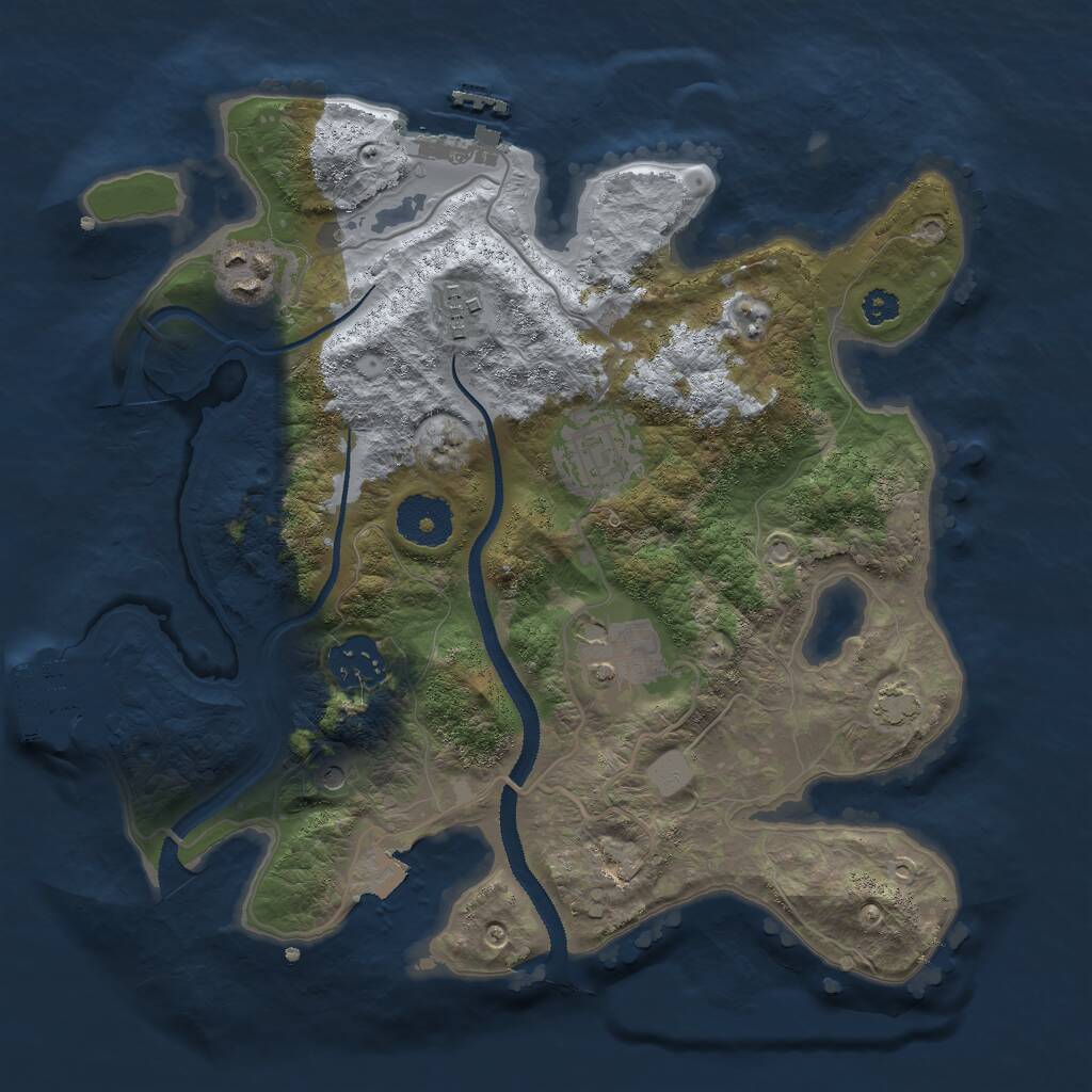 Rust Map: Procedural Map, Size: 3000, Seed: 947754375, 10 Monuments