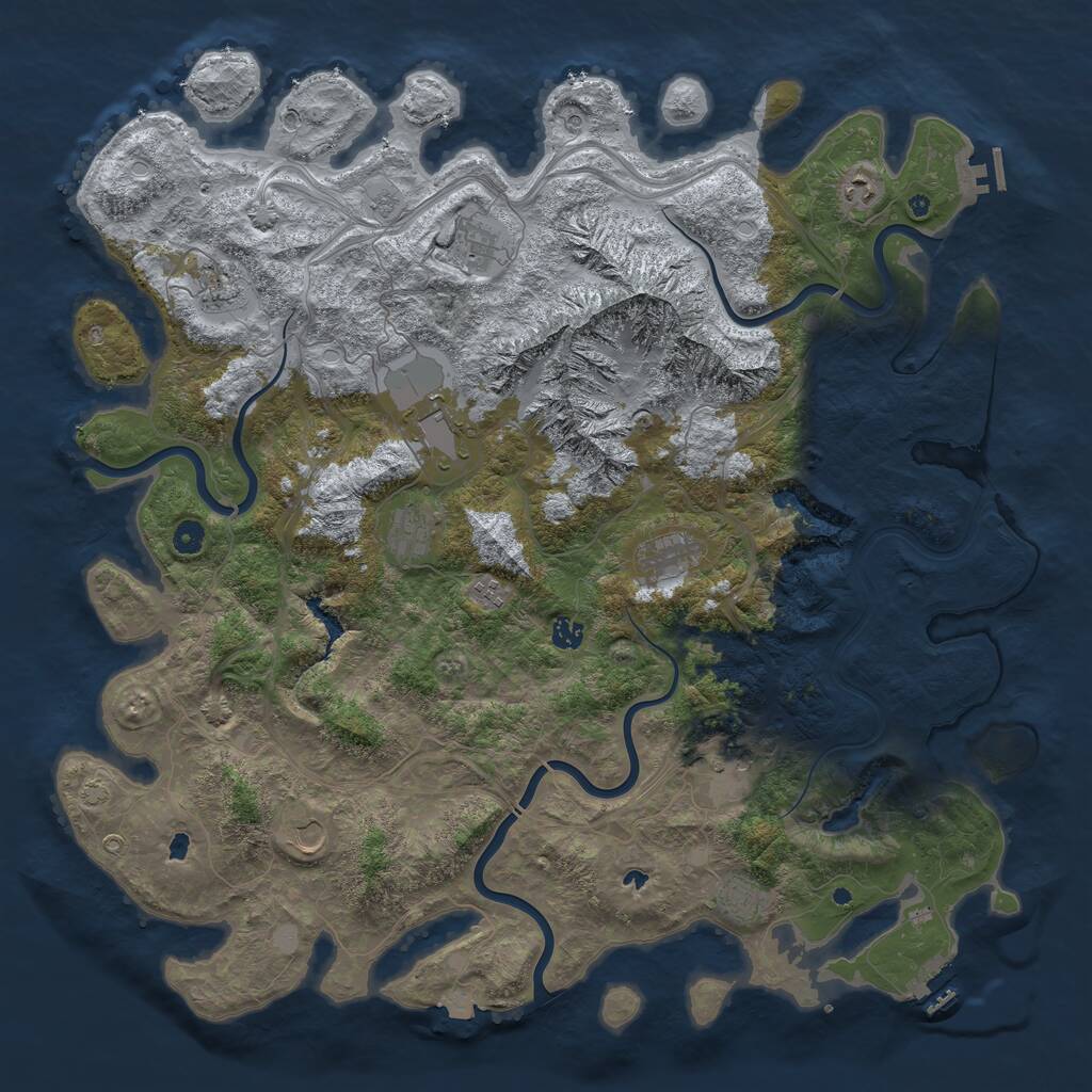 Rust Map: Procedural Map, Size: 5000, Seed: 123459, 17 Monuments