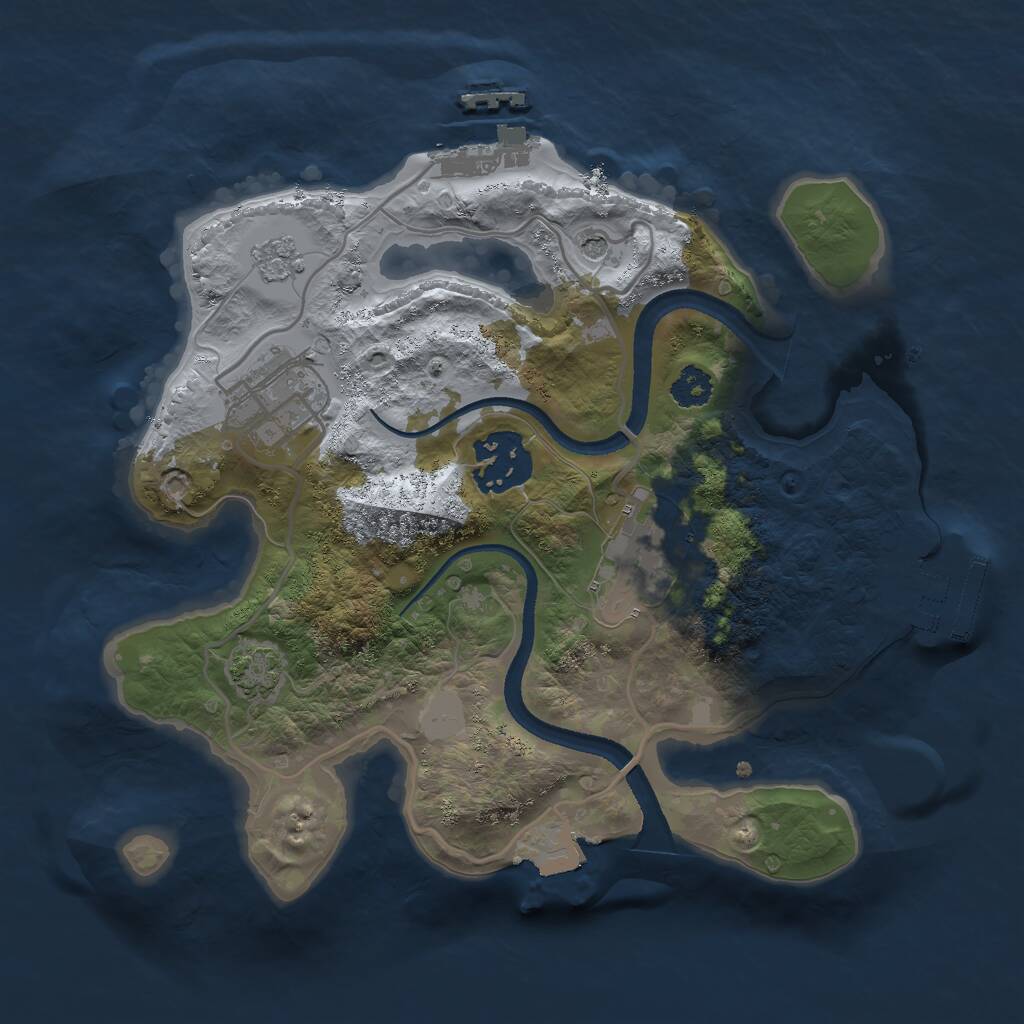 Rust Map: Procedural Map, Size: 2500, Seed: 1107185992, 9 Monuments
