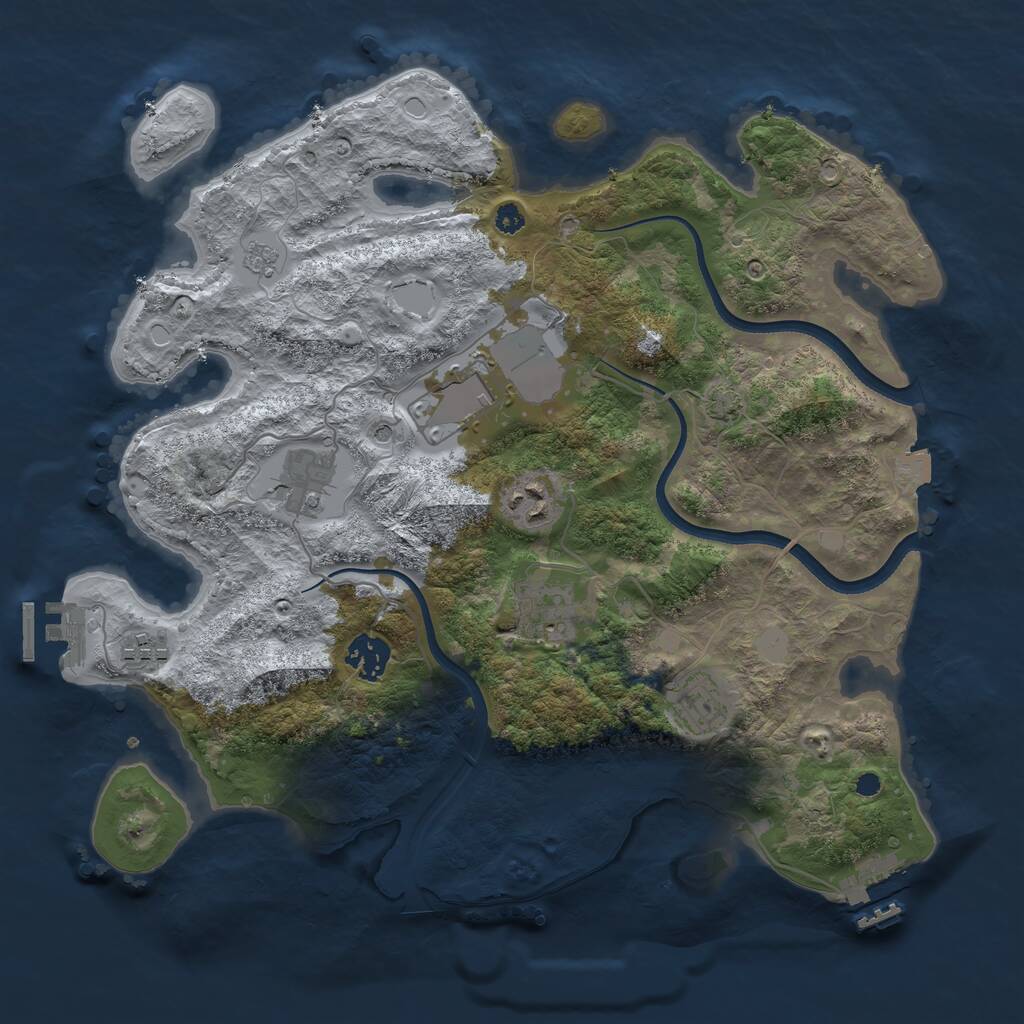 Rust Map: Procedural Map, Size: 3500, Seed: 1846320458, 13 Monuments