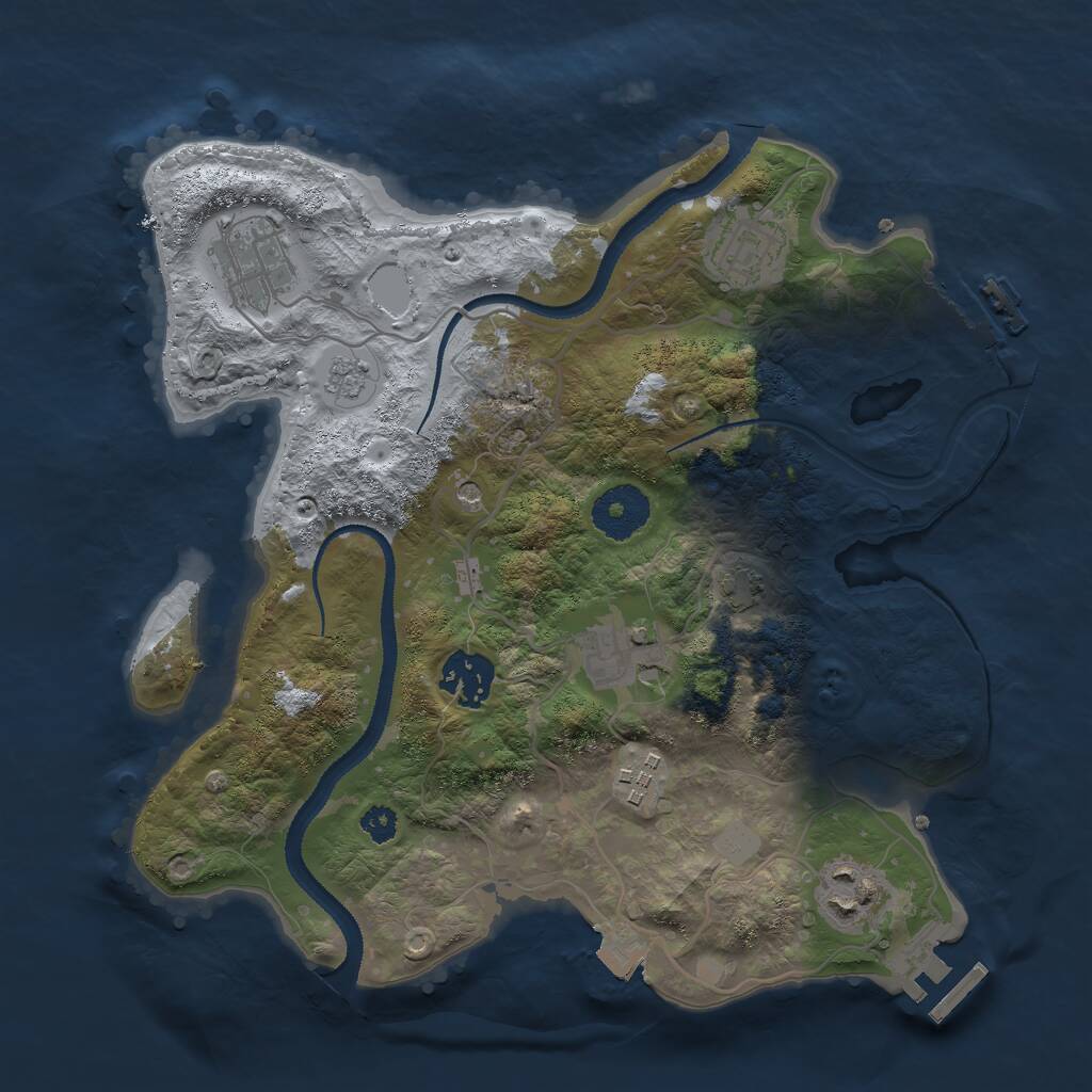 Rust Map: Procedural Map, Size: 3000, Seed: 8821943, 12 Monuments