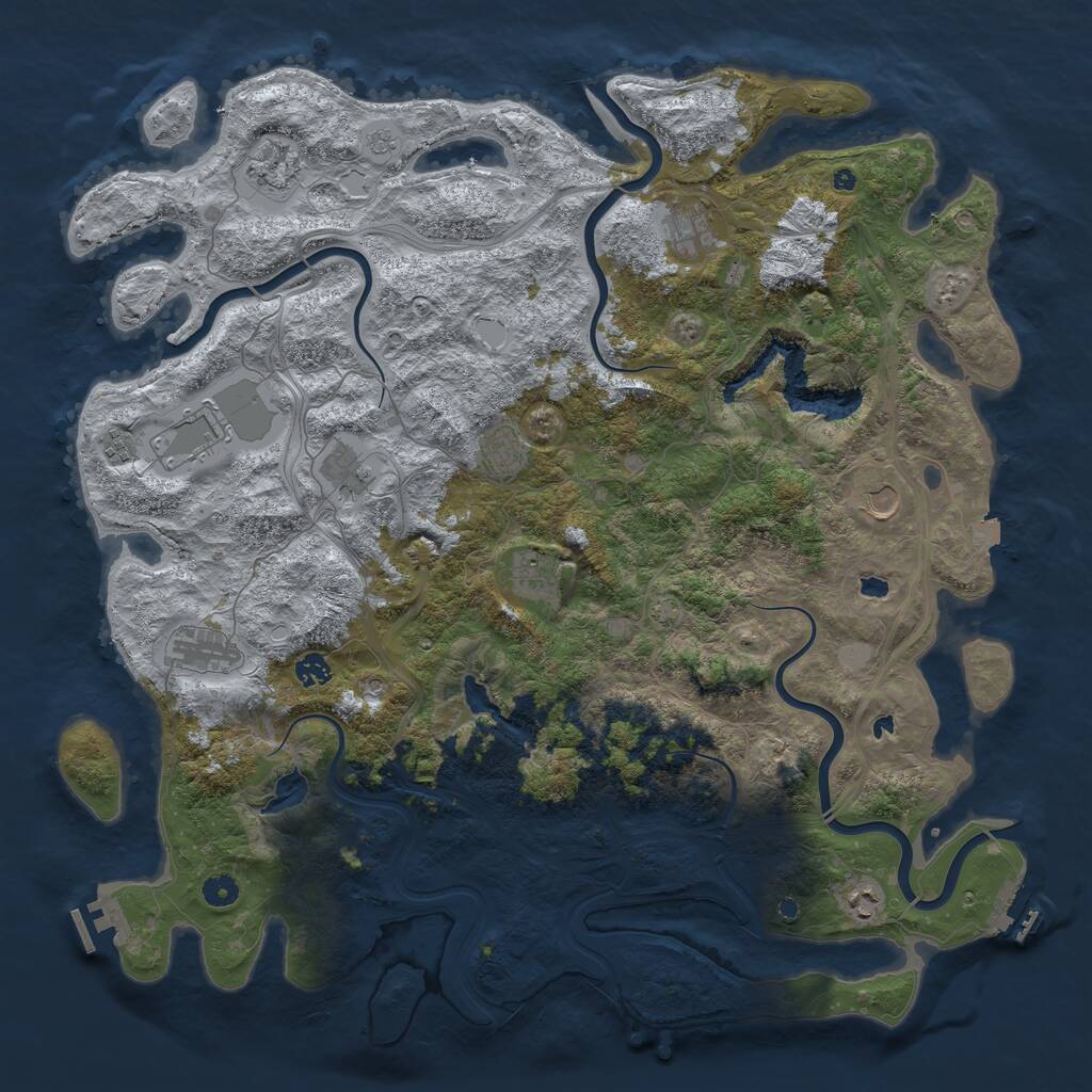 Rust Map: Procedural Map, Size: 4800, Seed: 999770665, 17 Monuments
