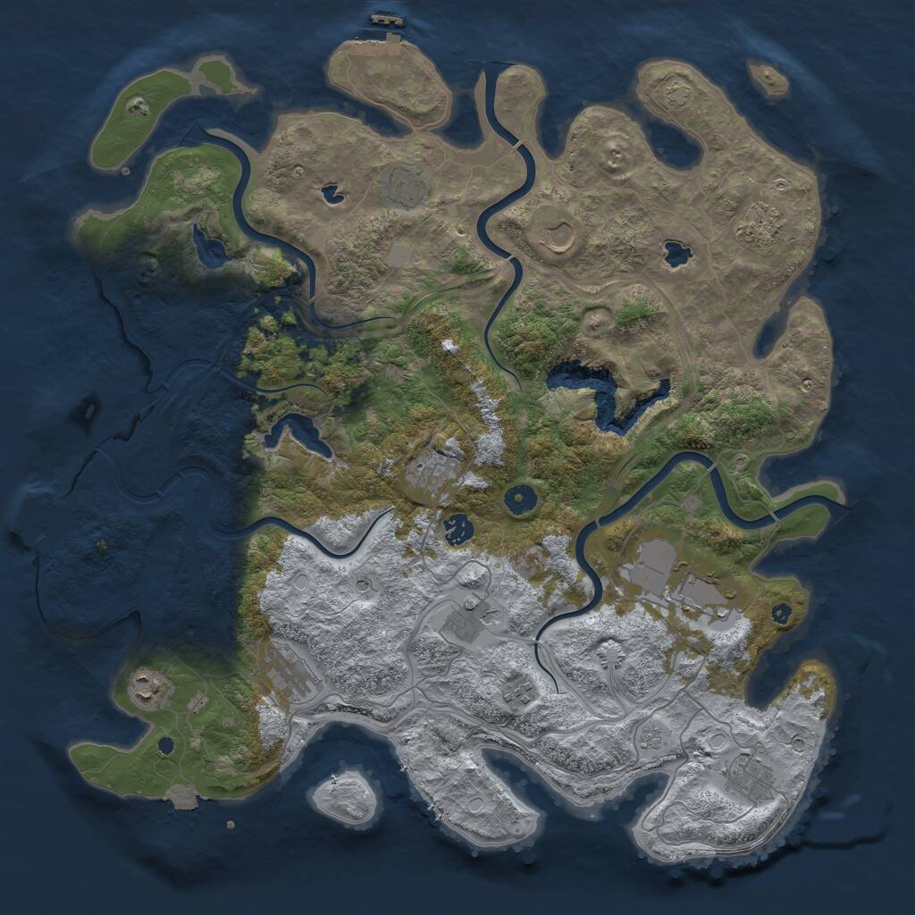 Rust Map: Procedural Map, Size: 4500, Seed: 2117592445, 17 Monuments