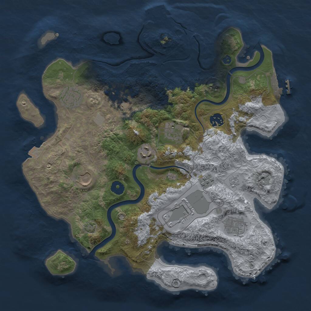 Rust Map: Procedural Map, Size: 3500, Seed: 70220421, 15 Monuments