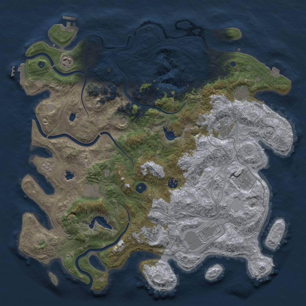 Rust Map: Procedural Map, Size: 4500, Seed: 76543678, 16 Monuments