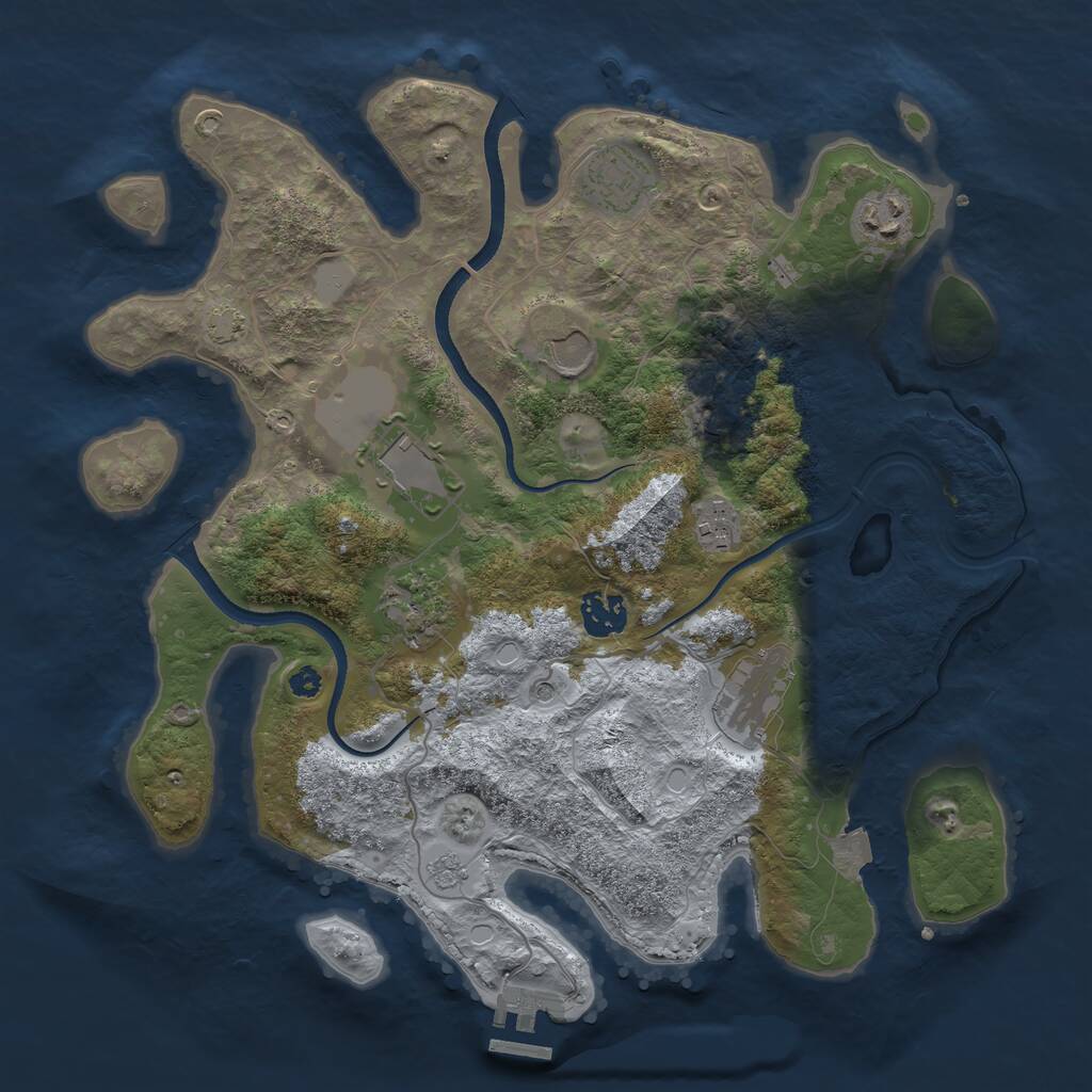 Rust Map: Procedural Map, Size: 3500, Seed: 1224227184, 13 Monuments