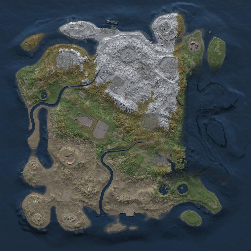 Rust Map: Procedural Map, Size: 3750, Seed: 2012194666, 16 Monuments