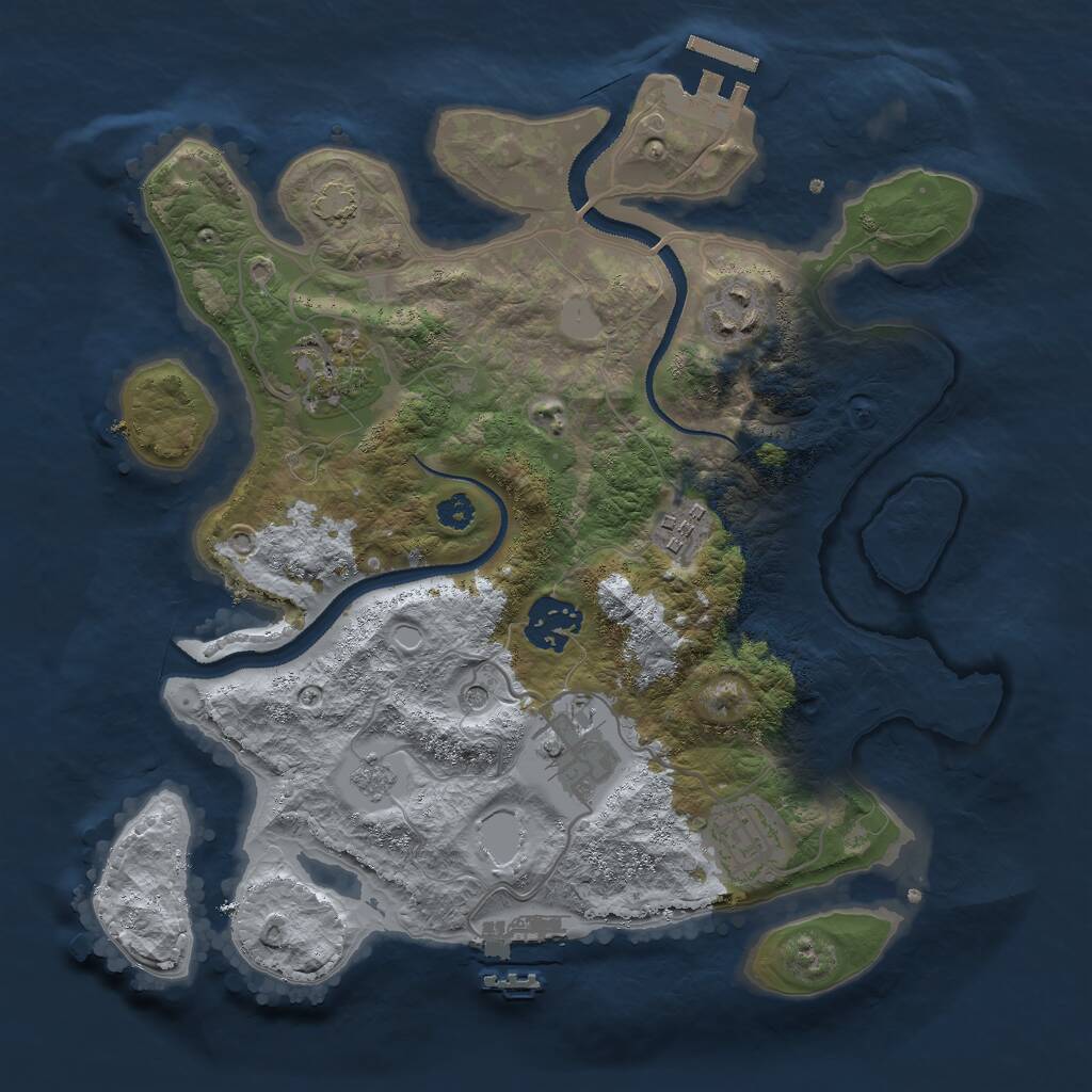 Rust Map: Procedural Map, Size: 3000, Seed: 1264688572, 12 Monuments