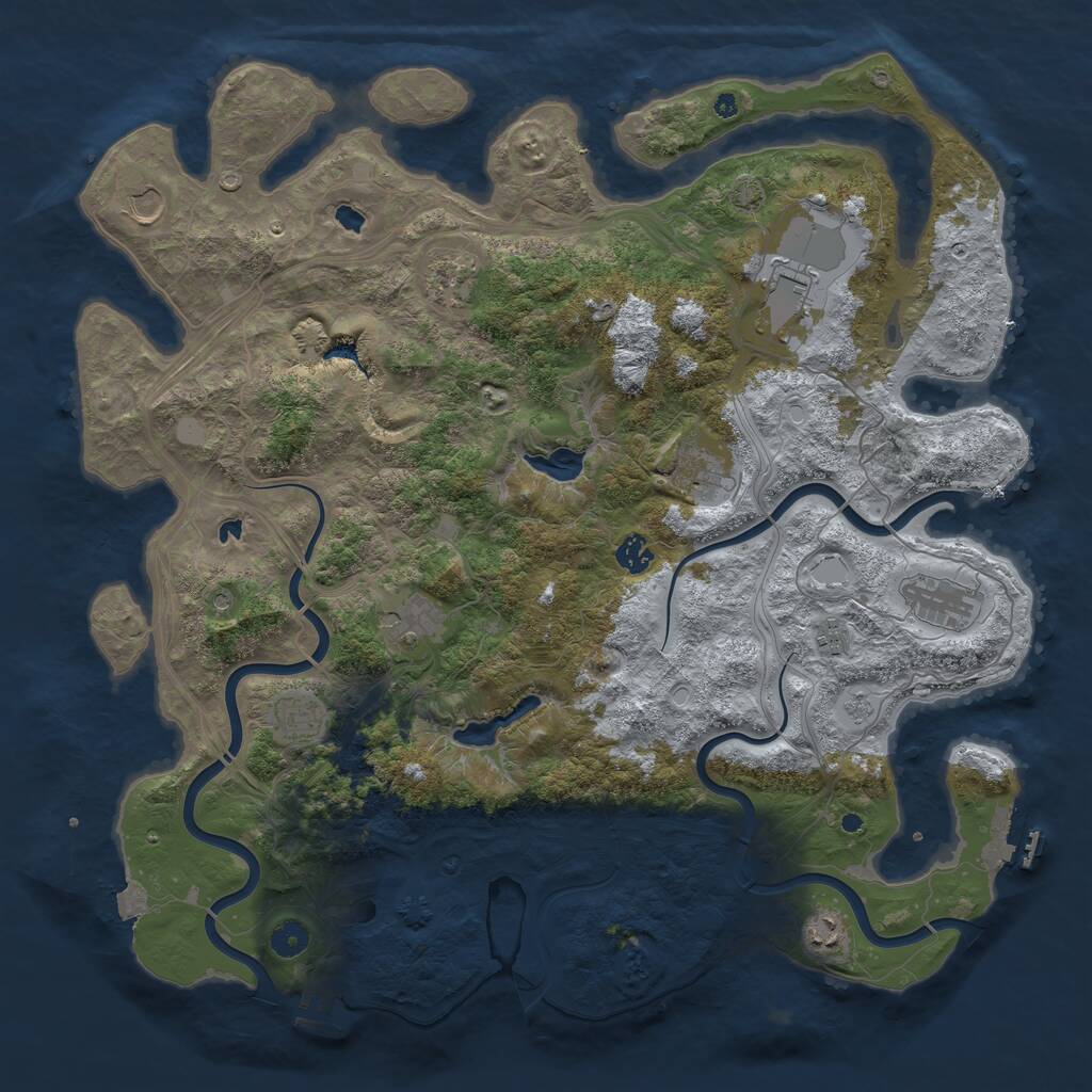 Rust Map: Procedural Map, Size: 4500, Seed: 129051618, 16 Monuments