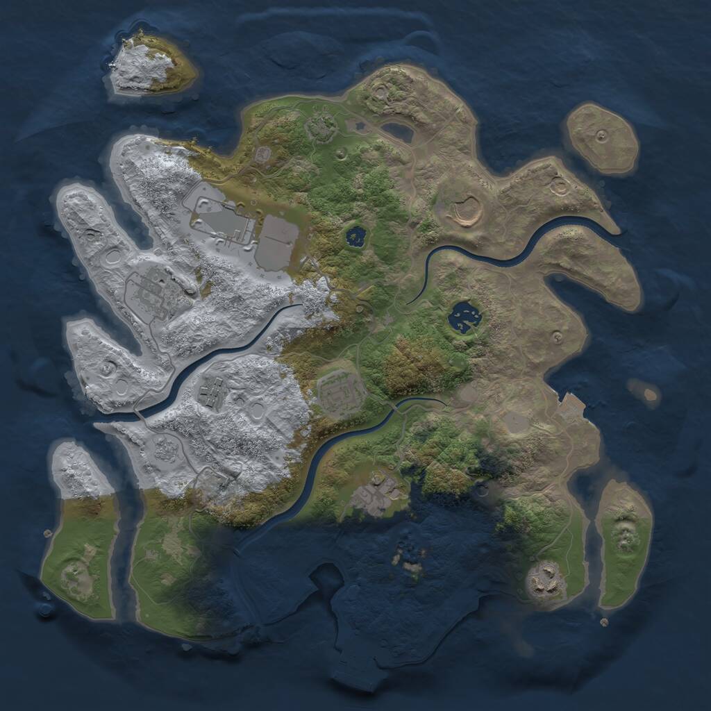 Rust Map: Procedural Map, Size: 3500, Seed: 1784494867, 13 Monuments