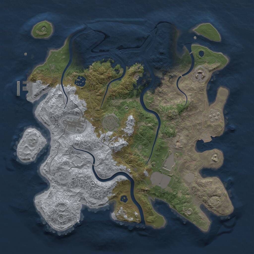 Rust Map: Procedural Map, Size: 3500, Seed: 64634206, 11 Monuments