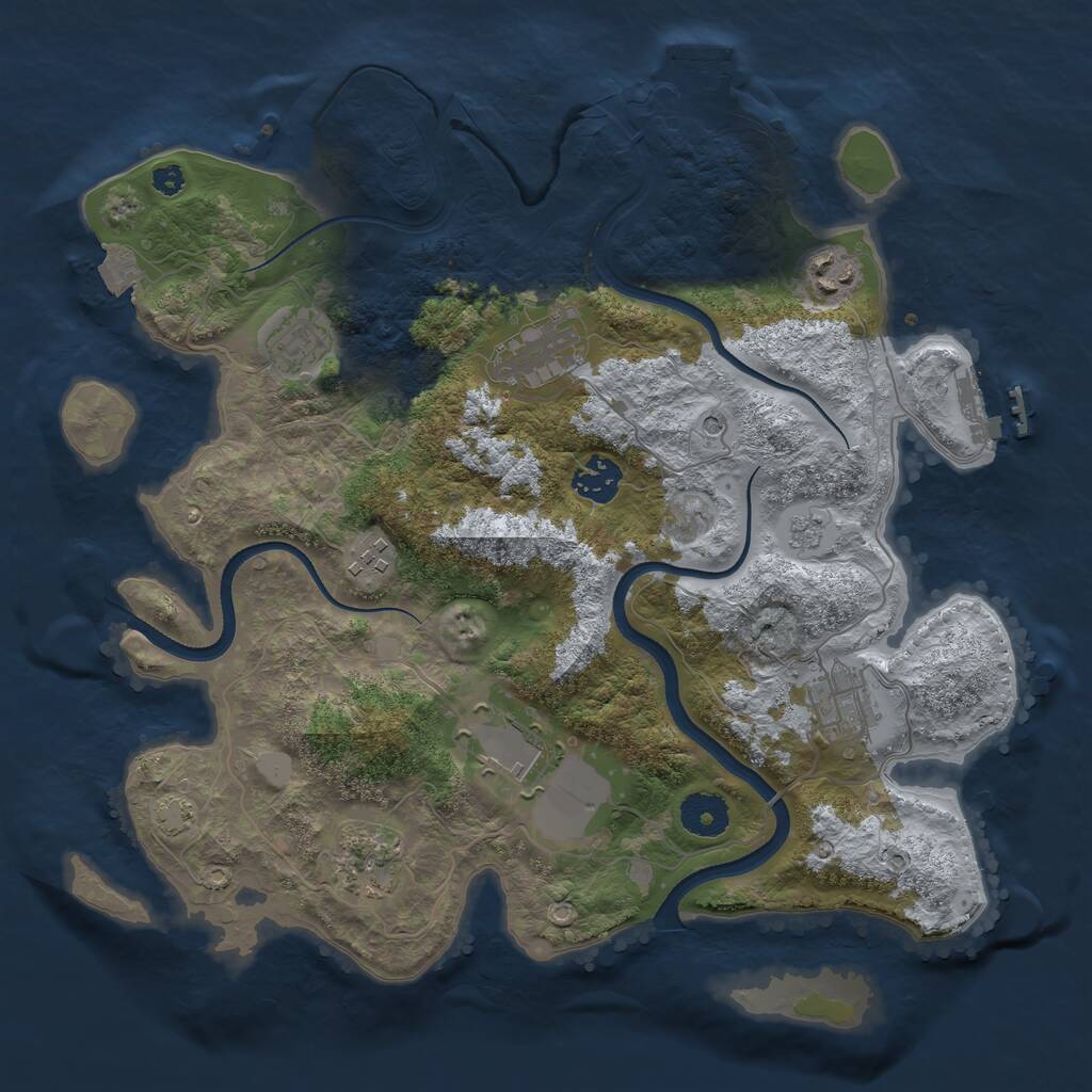 Rust Map: Procedural Map, Size: 3500, Seed: 18208, 14 Monuments