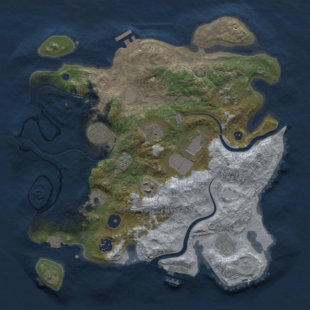 Rust Map: Procedural Map, Size: 3500, Seed: 869888574, 15 Monuments