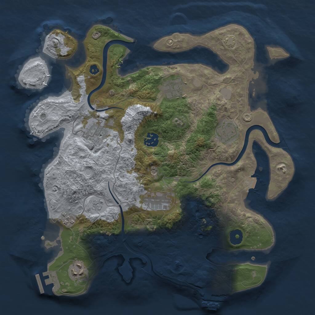 Rust Map: Procedural Map, Size: 3250, Seed: 1081023077, 13 Monuments