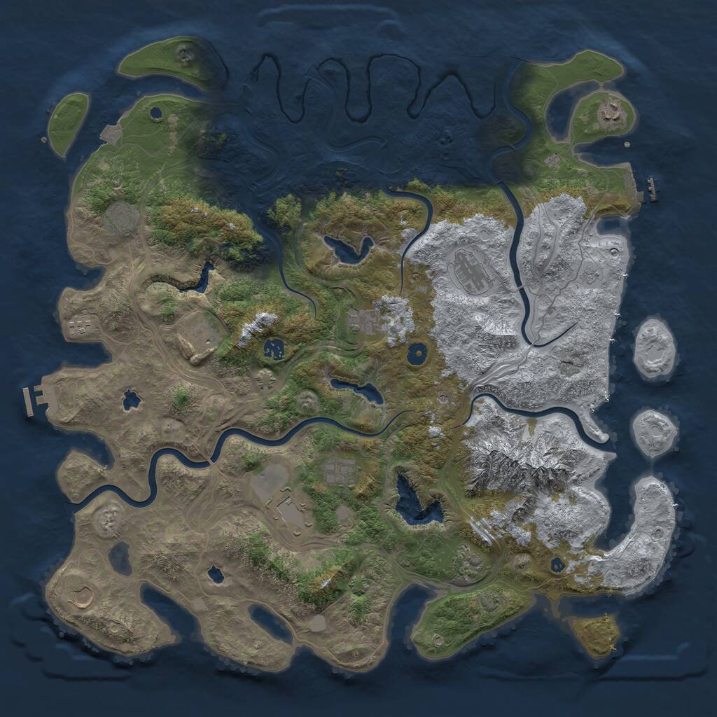 Rust Map: Procedural Map, Size: 5000, Seed: 232146, 17 Monuments
